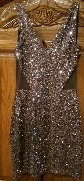 bebe sequin evening dress EUC - Picture 1 of 6